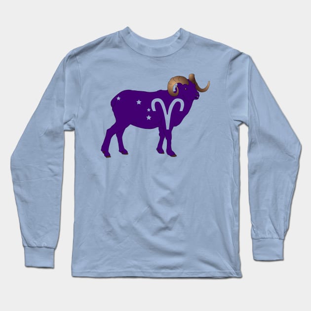 Aries (Royal Purple) Long Sleeve T-Shirt by ziafrazier